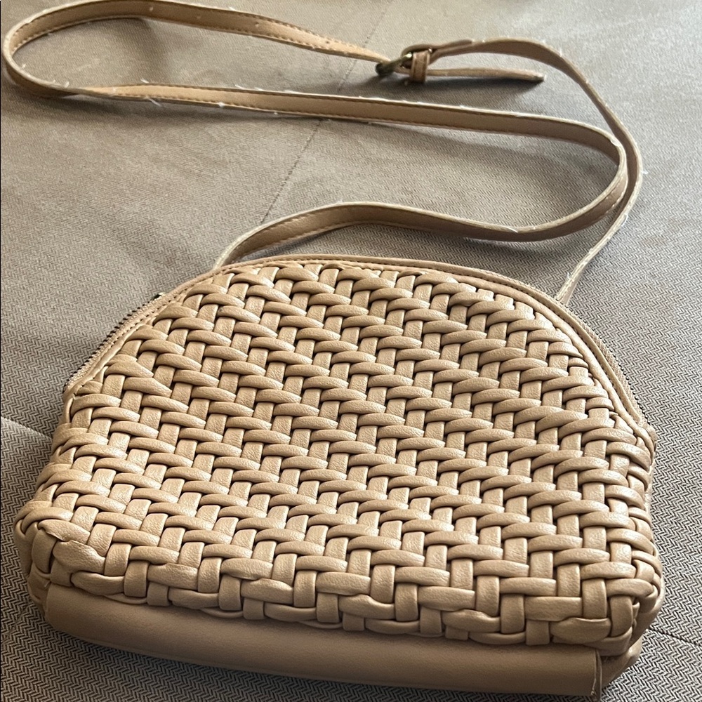 Anthropologie Beige Woven Crossbody Bag